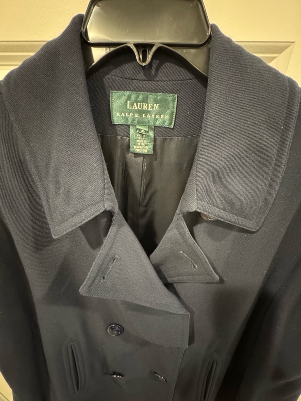 Lauren Ralph Lauren Navy Double-Breasted Peacoat - Picture 5 of 8